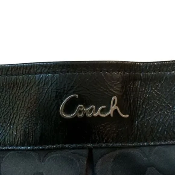 COACH Ashley Canvas Signature C Black 2way Handbag/Shoulder Bag EUC - Picture 6 of 12